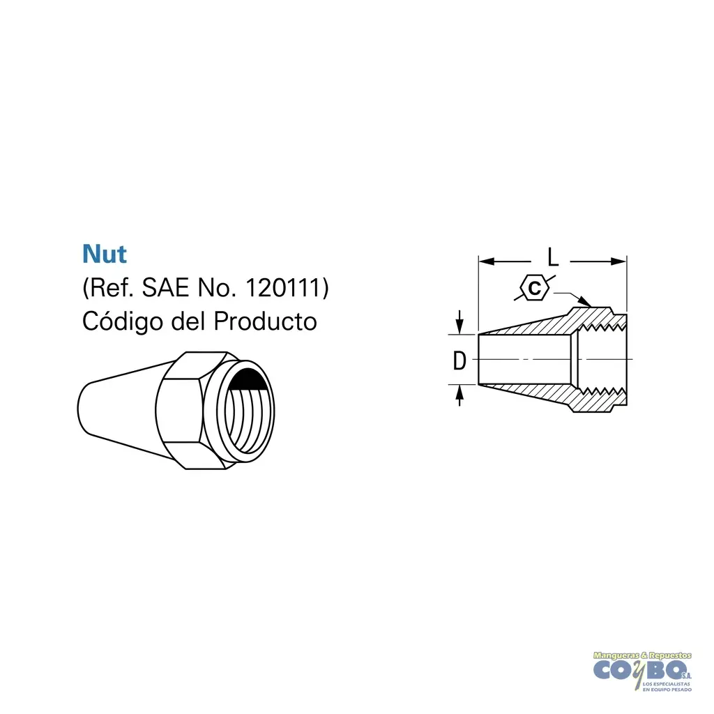 TUERCA LARGA PARA TUBO 3/8 - Miniatura 4