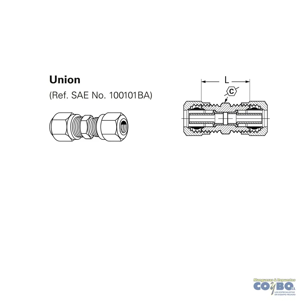 UNION  P TUBO  TUERCA CORTA 1/4 CON GUIA - Miniatura 2