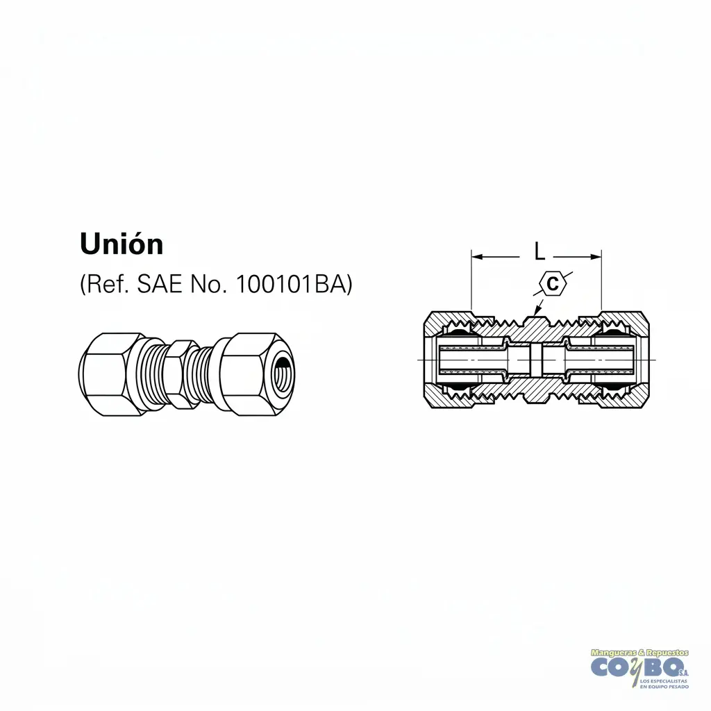 UNION  P TUBO  TUERCA CORTA 3/8 CON GUIA - Miniatura 2