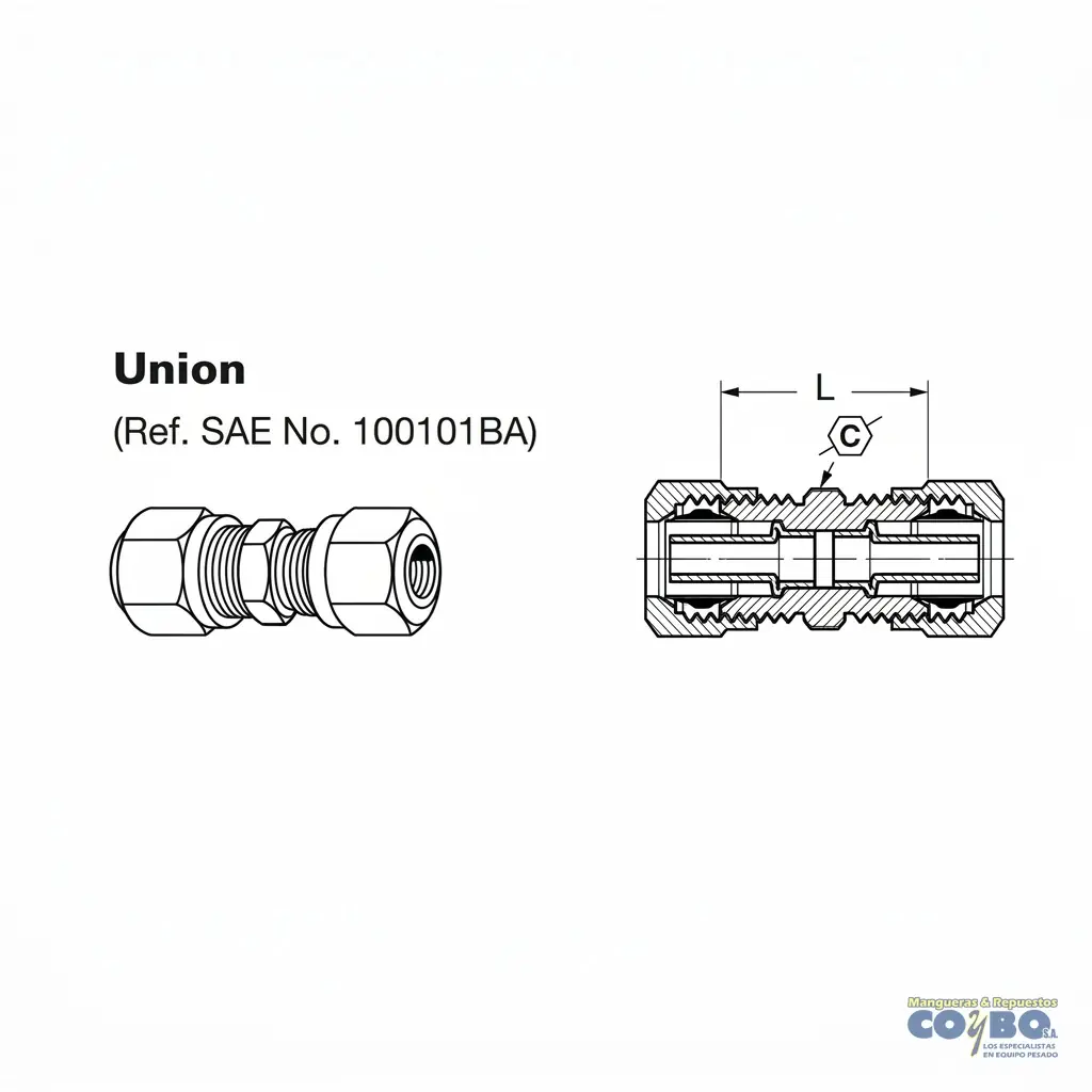 UNION  P TUBO  TUERCA CORTA 1/2 CON GUIA - Miniatura 2
