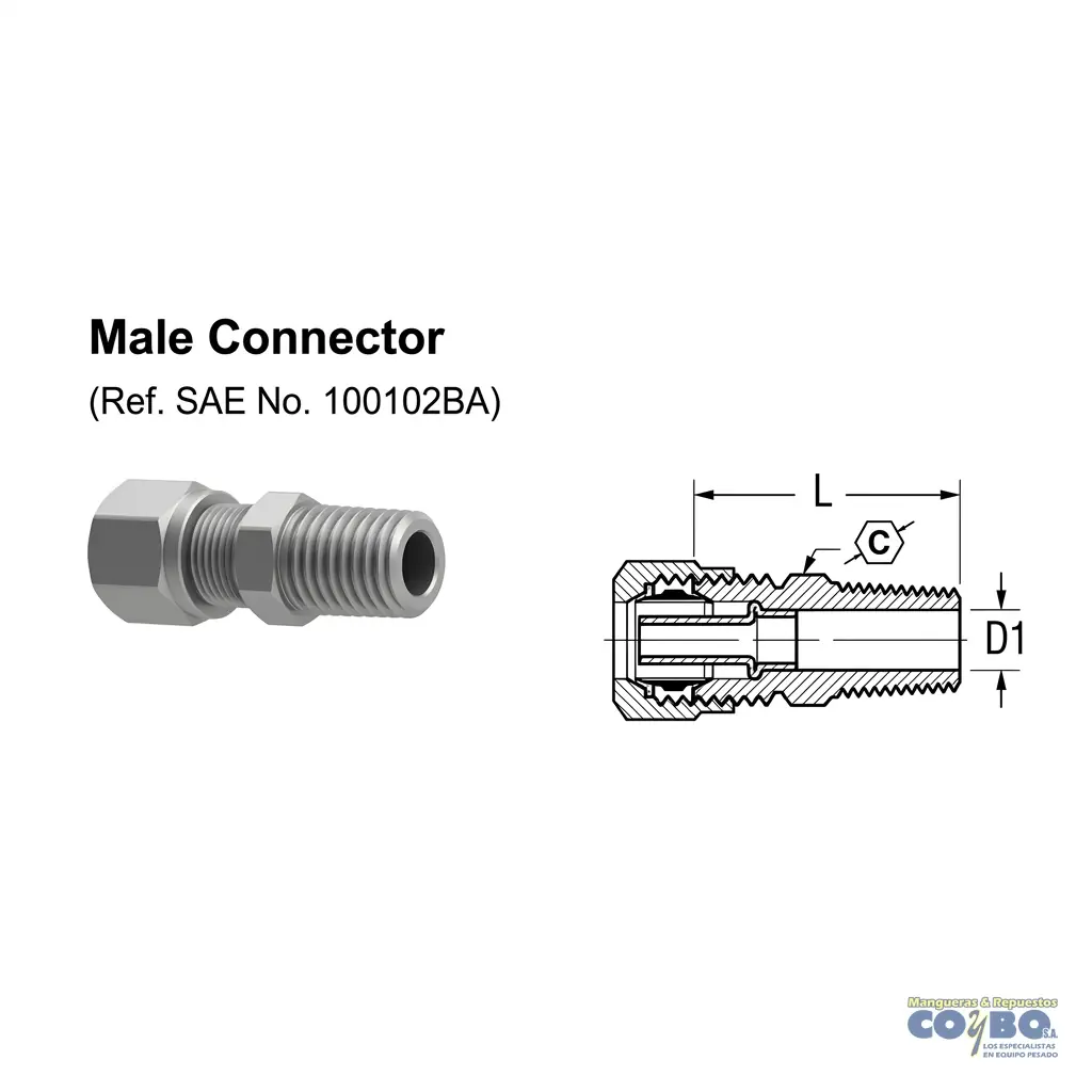 FITTING MANG 1/4 M NPT 1/8 CON GUIA - Miniatura 2