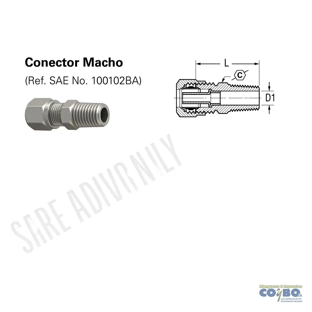 FITTING MANG 3/8 M NPT 1/4 CON GUIA - Miniatura 2