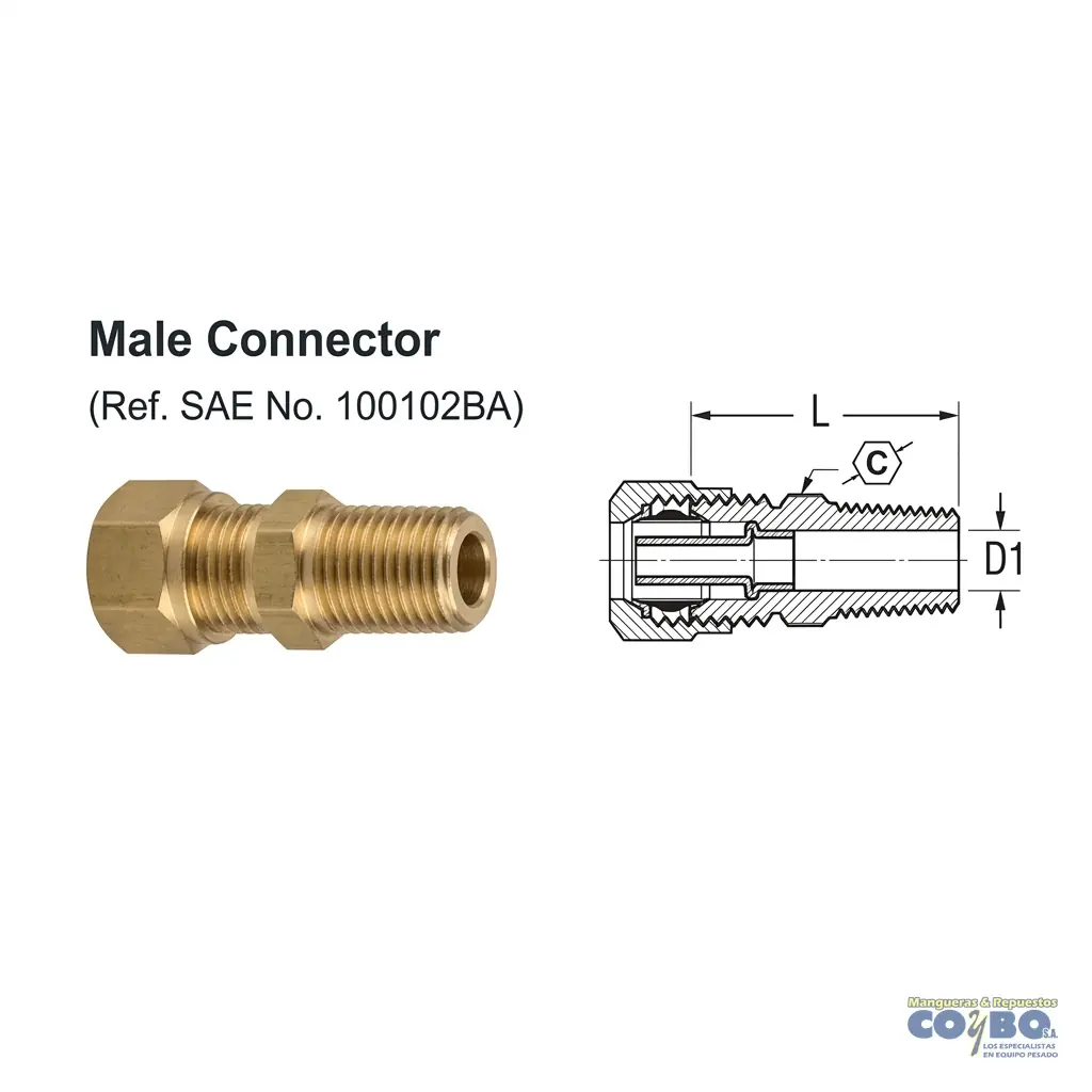 FITTING MANG 3/8 M NPT 1/2 CON GUIA - Miniatura 2