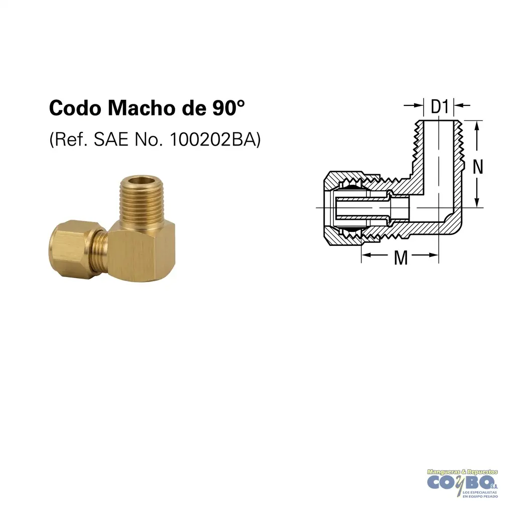 FITTING MANG 5/8 M NPT 1/2 A 90 CON GUIA - Miniatura 2