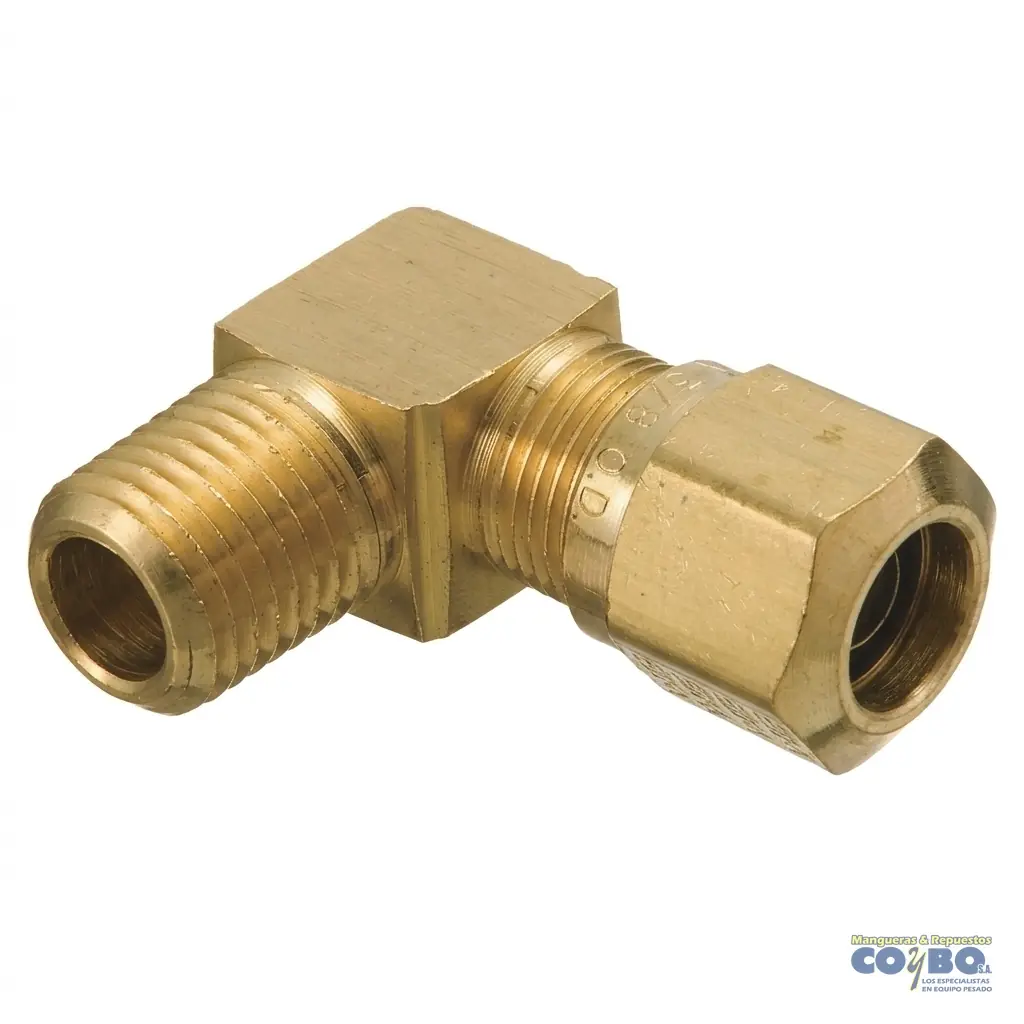 FITTING MANG 1/4 M NPT 1/4 A 90 CON GUÍA - Imagen 1