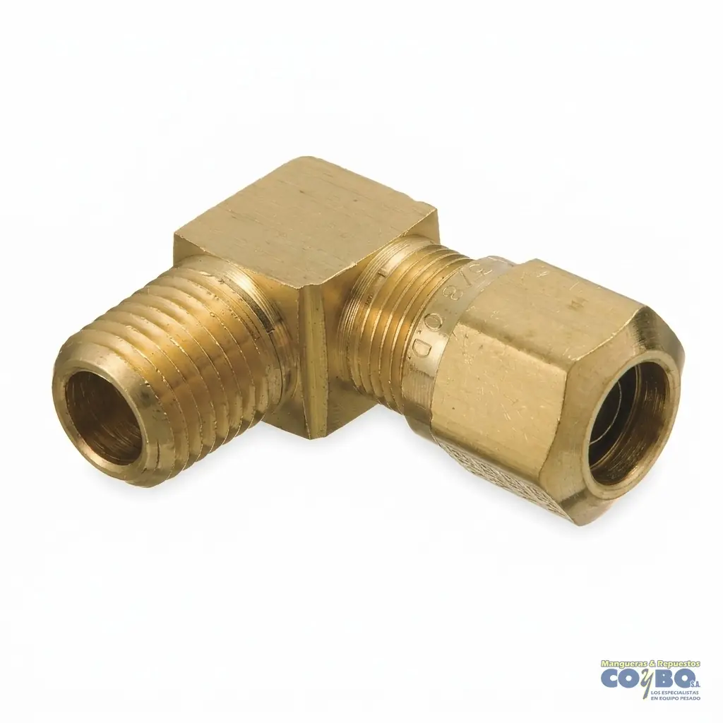 FITTING MANG 3/8 M NPT 1/4 A 90 CON GUÍA - Imagen 1