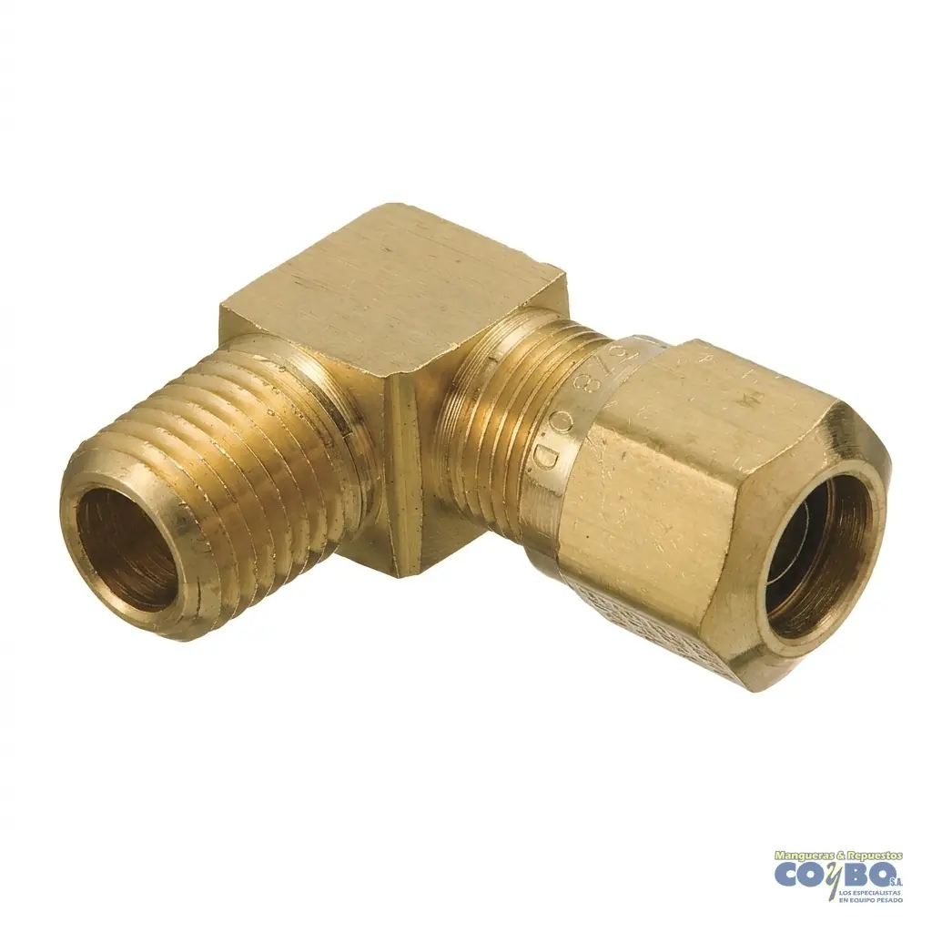 FITTING MANG 3/8 M NPT 3/8 A 90 CON GUÍA - Imagen 1