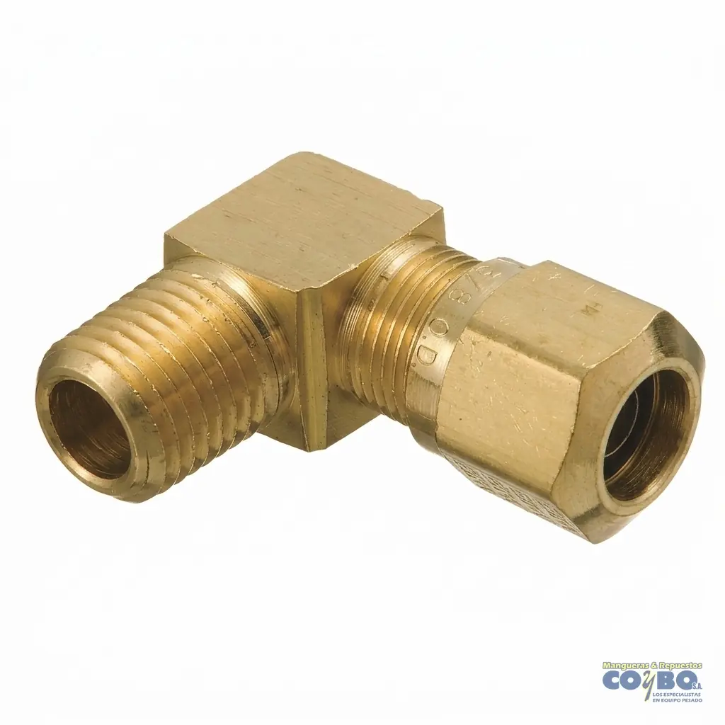 FITTING MANG 1/2 M NPT 3/8 A 90 CON GUÍA - Imagen 1
