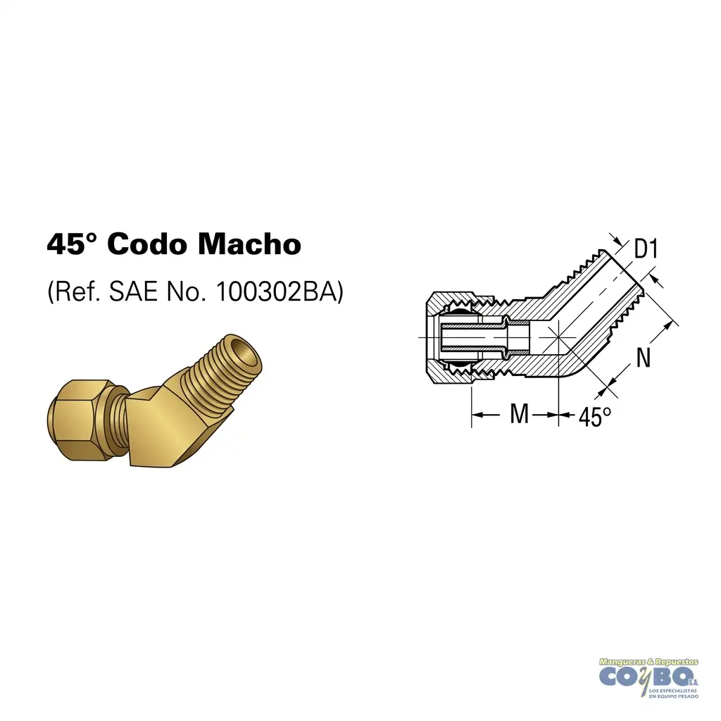 FITTING 45 GRADOS MANG 1/4 A MACHO 1/8 N - Miniatura 2