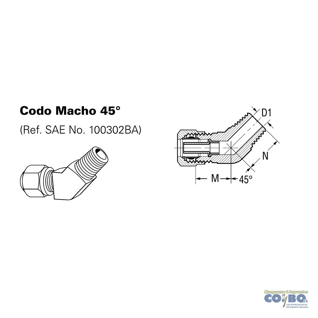 CONECTOR 3/8-1/4 45 CON GUÍA - Miniatura 2