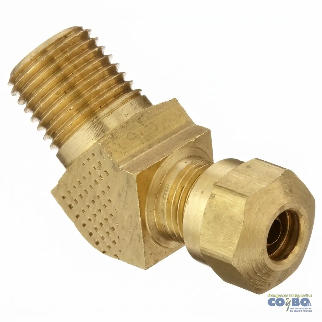 CONECTOR 3/8-3/8 45 CON GUÍA - Imagen 1