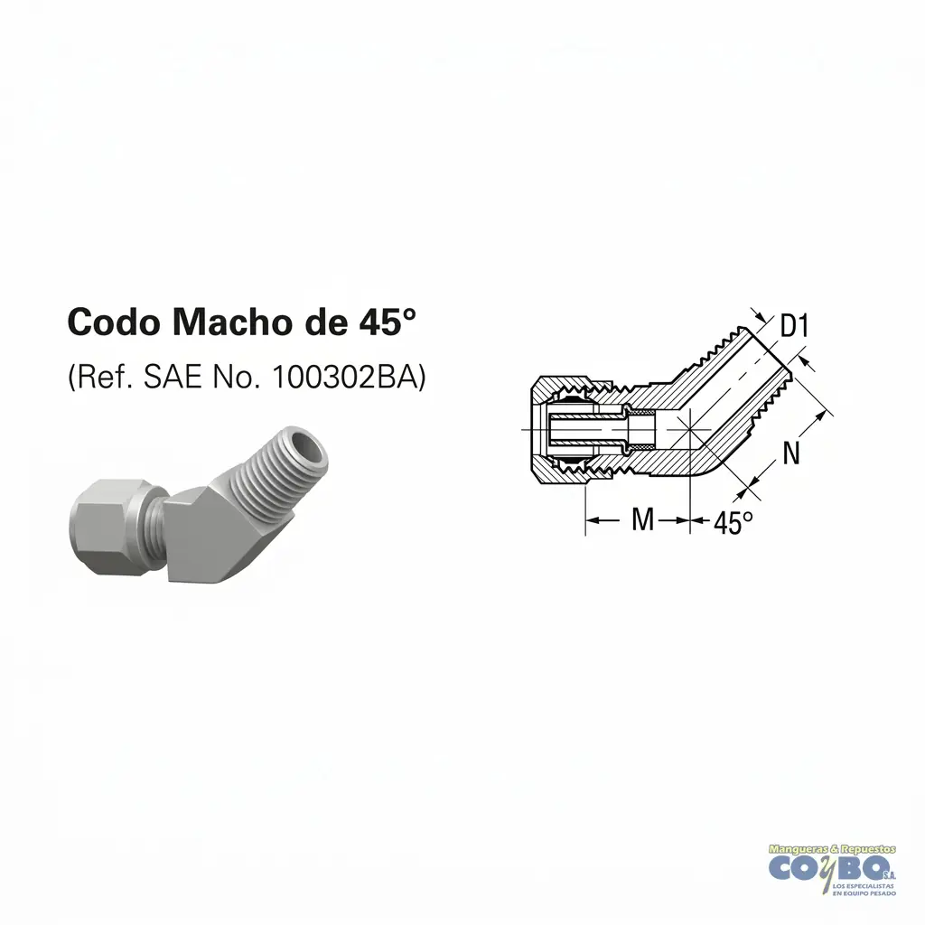 CONECTOR 1/2-1/2 45 CON GUÍA - Miniatura 2