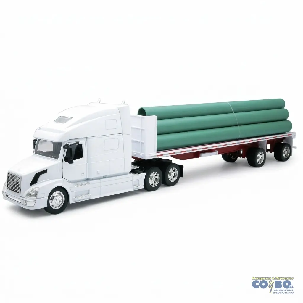 JUGUETE CAMION VOLVO BLANCO CON TUBOS