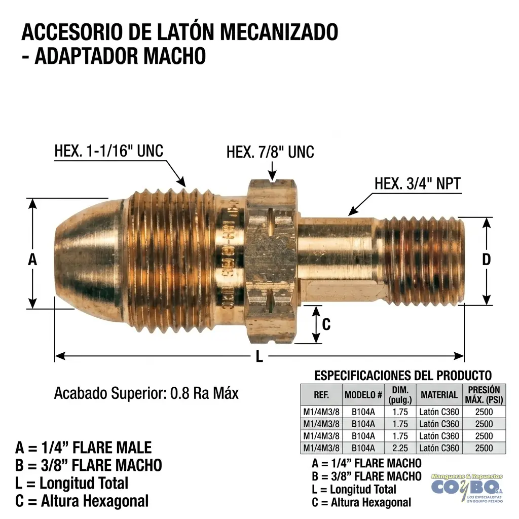 TUERCA IZQ Y NIPLE *1/4"-18 ( GAS ) - Imagen 1