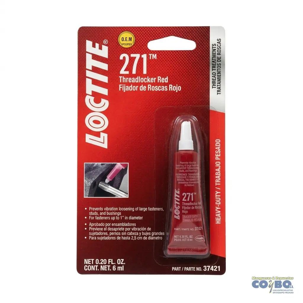 RECINA ROSCAS ROJA RESISTENCIA ALTA 6ML - Imagen 1