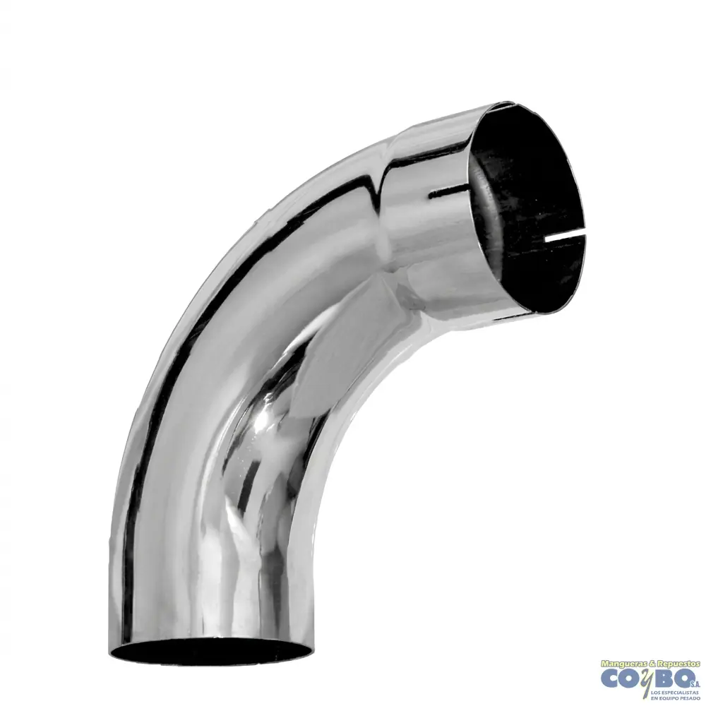 CODO MUFLA CROMADO 90°, 5" ID/OD LAO 15" - Imagen 1