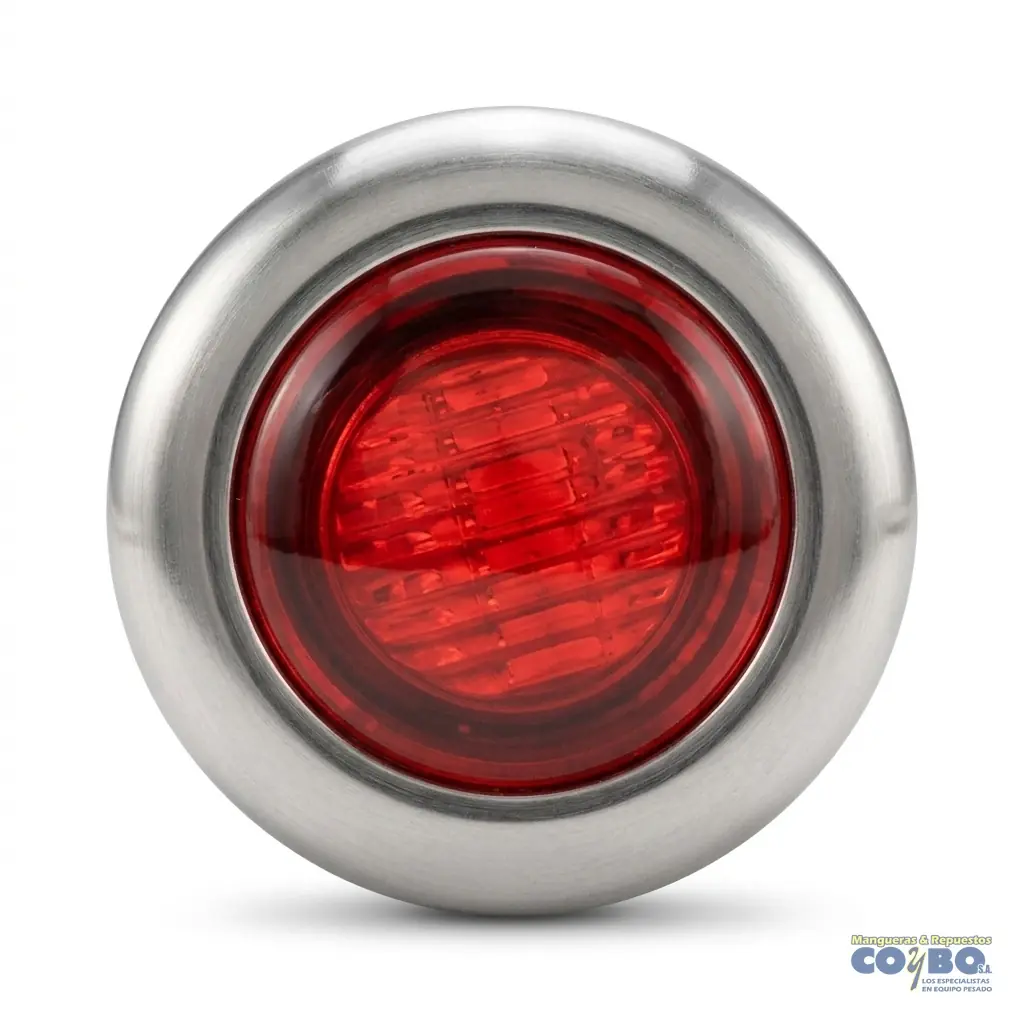 FAROL 3/4 BOTON ARO CROMAD ROJO LED 12V - Imagen 1