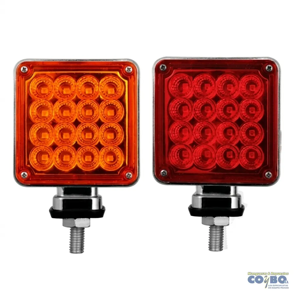LAMPARA 3" AMBAR/ROJA 12V 32LED CUADRA - Imagen 1