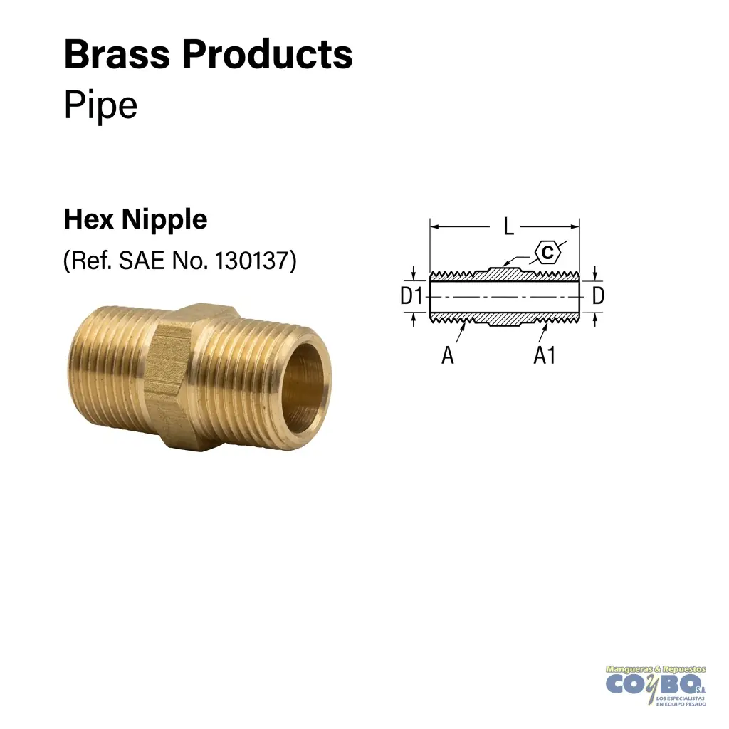 NIPLE CORTO HEXAGONAL NPT 1/8 - Miniatura 2