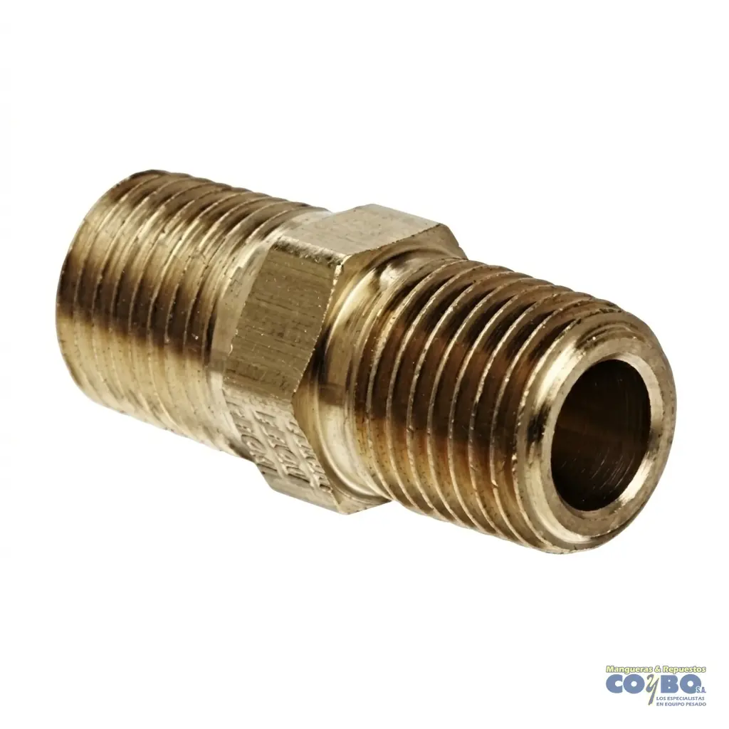 NIPLE CORTO HEXAGONAL NPT 1/4 122B - Imagen 1