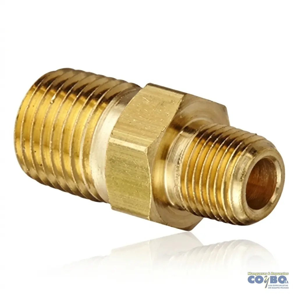 NIPLE CORTO HEXAGONAL NPT 1/4 A1/8 - Imagen 1