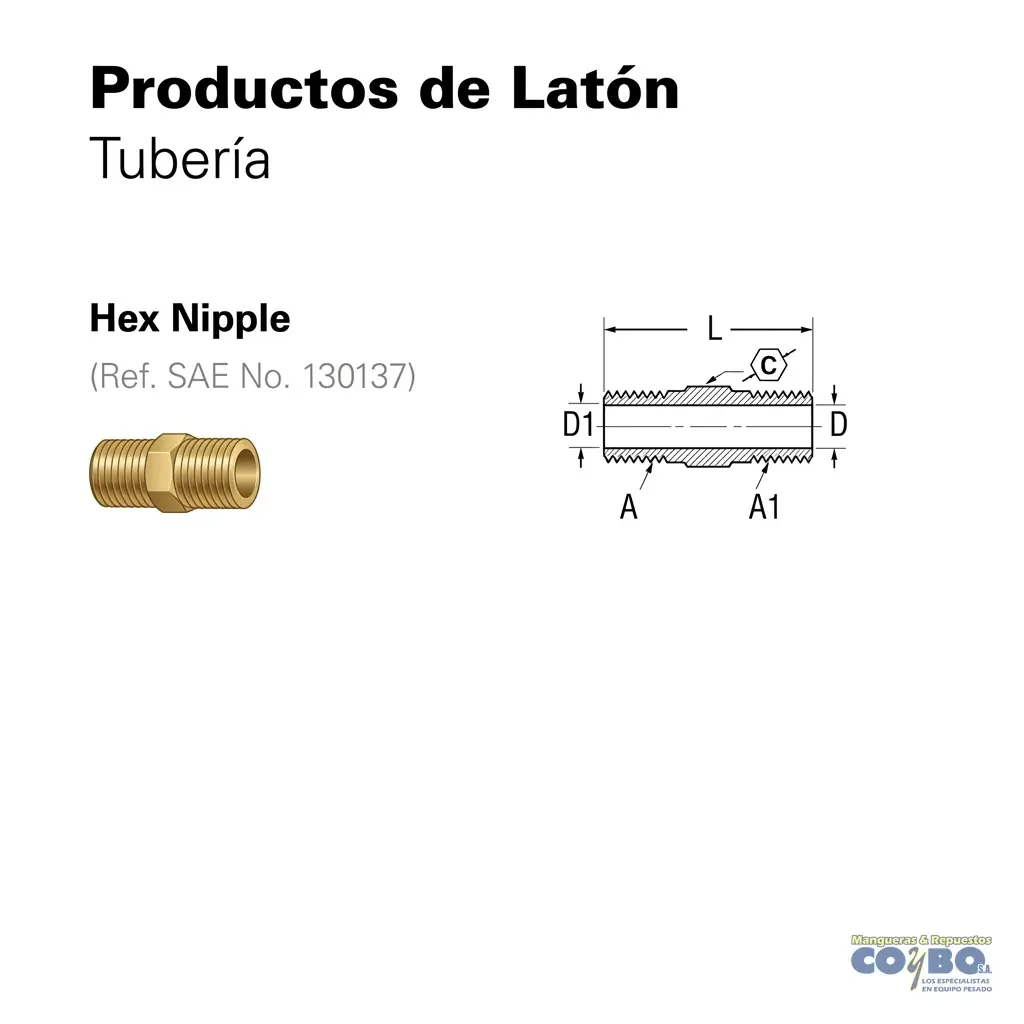 NIPLE CORTO HEXAGONAL NPT 1/4 A1/8 - Miniatura 2