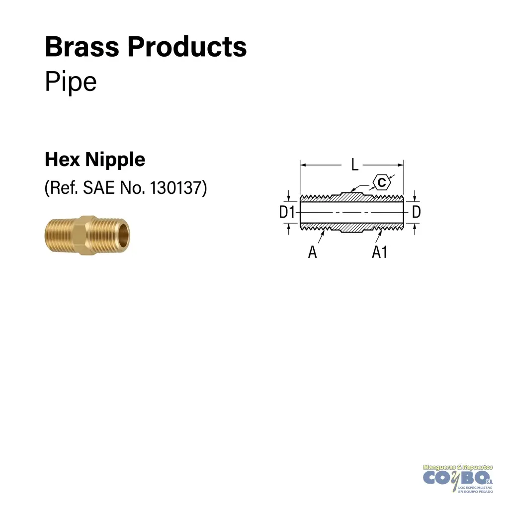 NIPLE CORTO HEXAGONAL NPT 3/8 A 1/4 - Miniatura 2