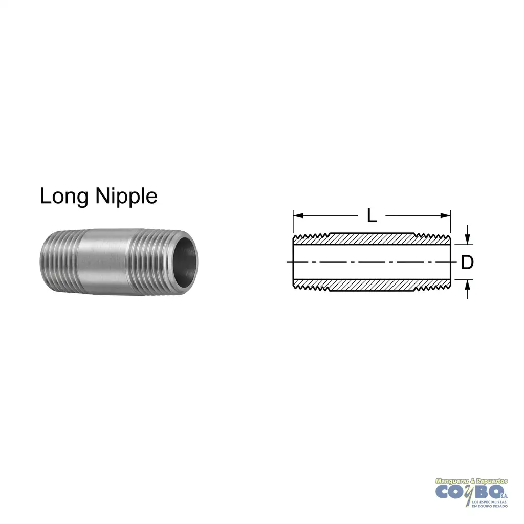 NIPLE LISO NPT 1/4 X 2 BRONCE 113B - Miniatura 2