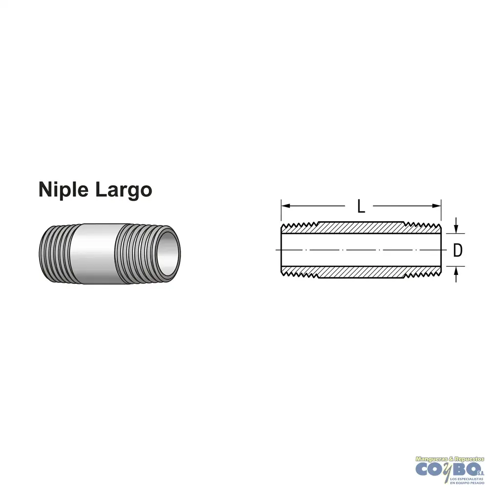 NIPLE LISO NPT 1/8 X 2-1/2" BRONCE - Miniatura 2