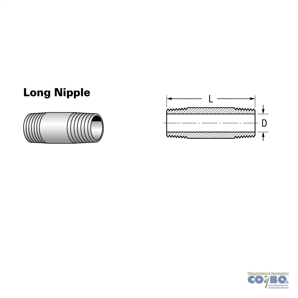 NIPLE LISO NPT 1/4 X 2-1/2" BRONCE - Miniatura 2