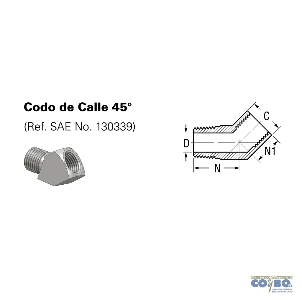 CODO NIPLE 45 H NPT 1/4 A M 1/4 - Miniatura 2