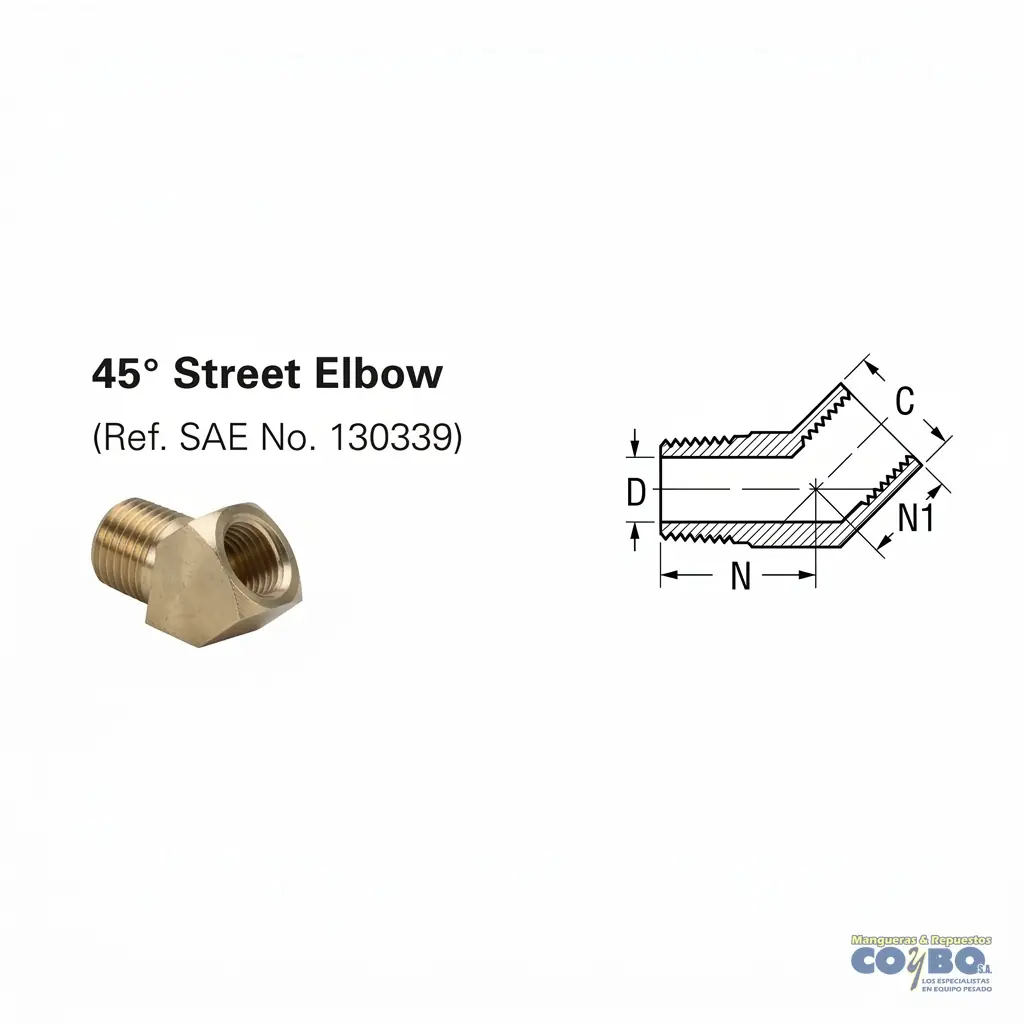 CODO NIPLE 45 H NPT 3/8 A M 3/8 - Miniatura 2