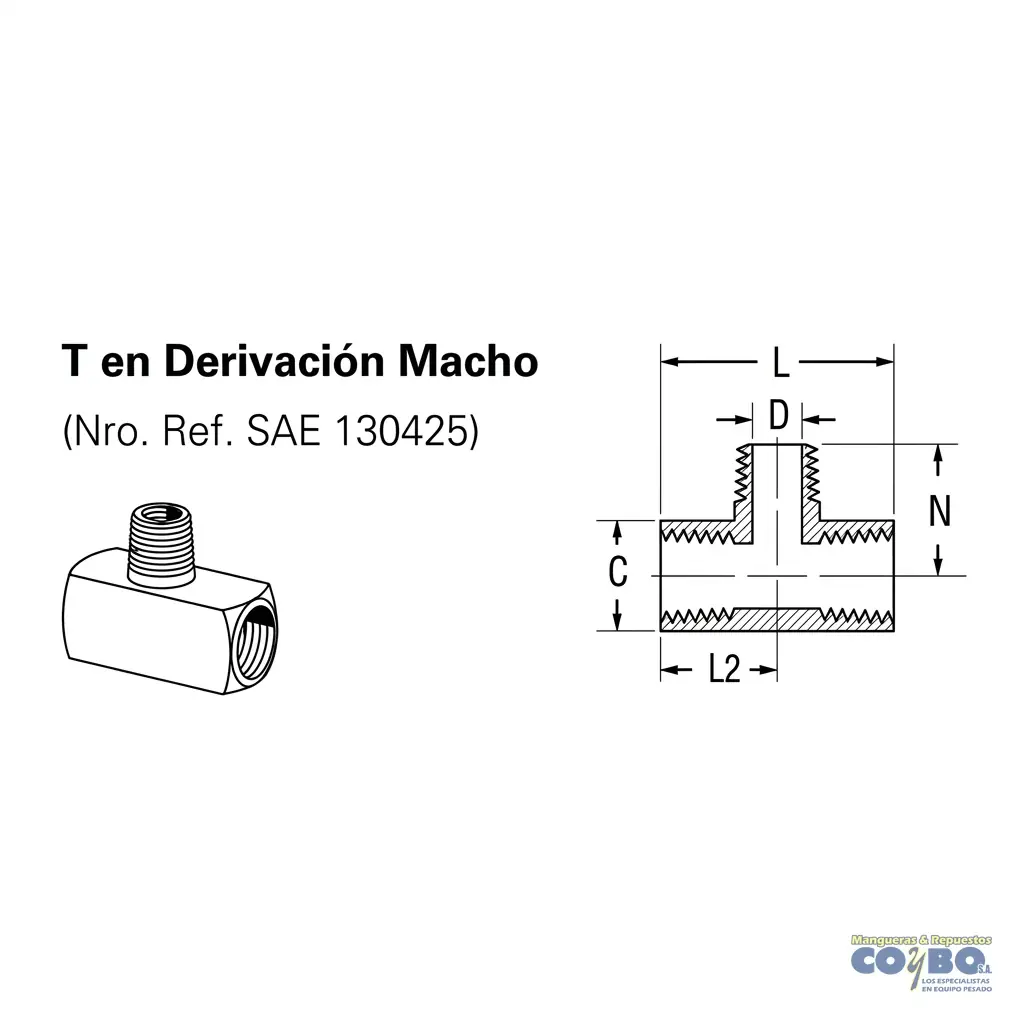 TE HEMBRA NPT 3/8 M NPT 3/8 H - Miniatura 2