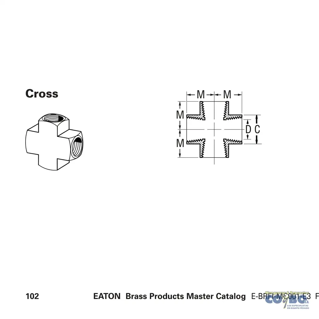 CRUZ H NPT 1/4 BRONCE 102B - Miniatura 2