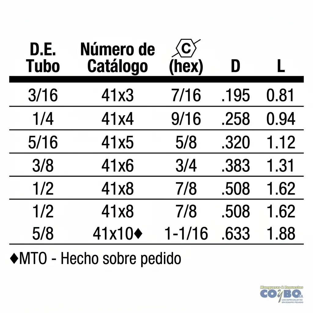 TUERCA LARGA PARA TUBO FLARE 1/4 41FS - Miniatura 5