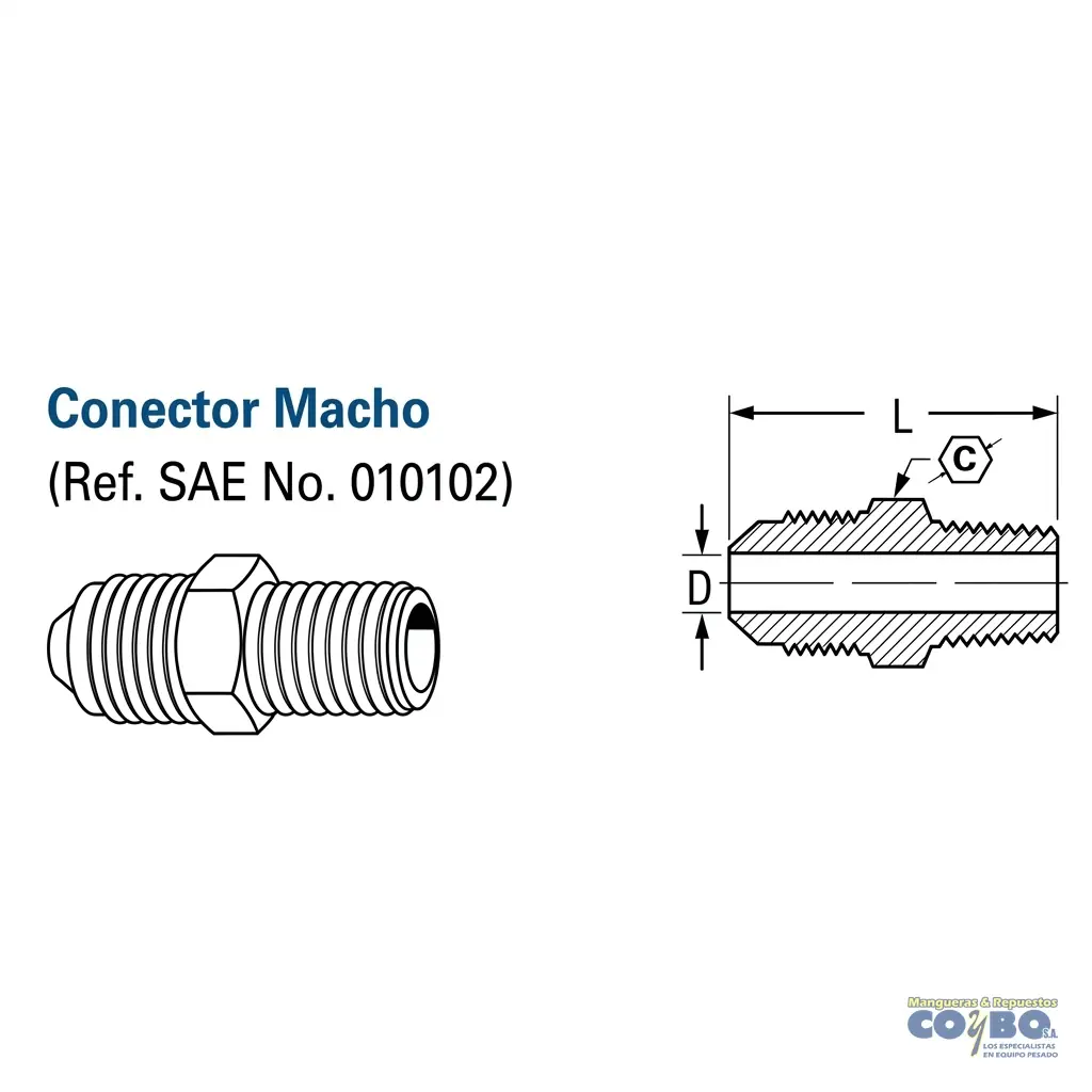 CONECTOR M FLARE 3/16 A M NPT 1/8 48F - Miniatura 2