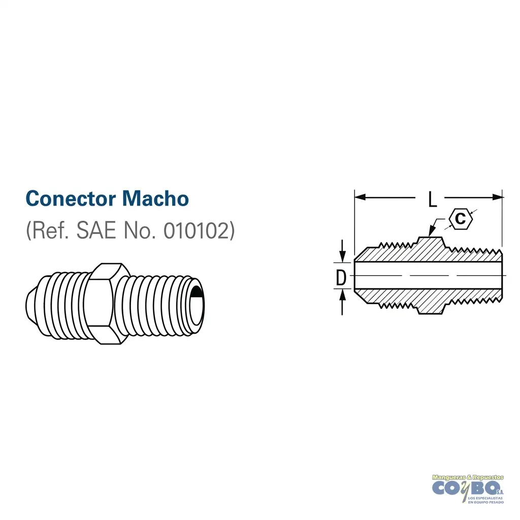 CONECTOR M FLARE 5/16 A M NPT 1/8 48F - Miniatura 2