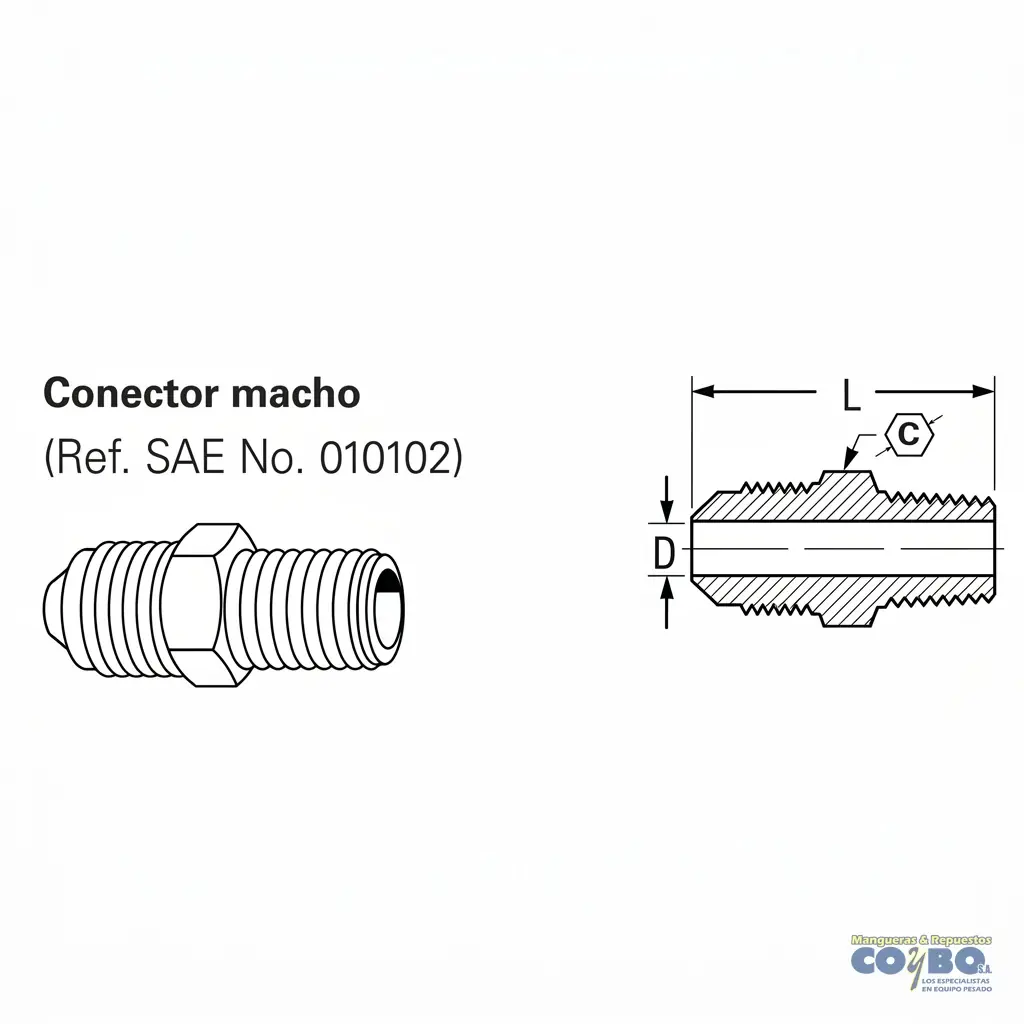 CONECTOR M FLARE 5/16 A M NPT 1/4 48F - Miniatura 2