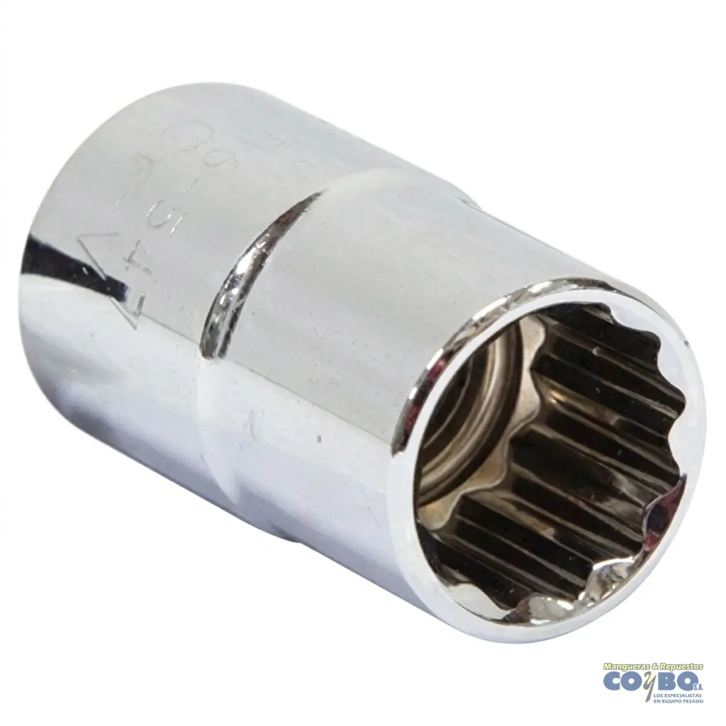 CUBO 17MM ESP 3/8 CORTO CROMADO 12PTOS - Imagen 1