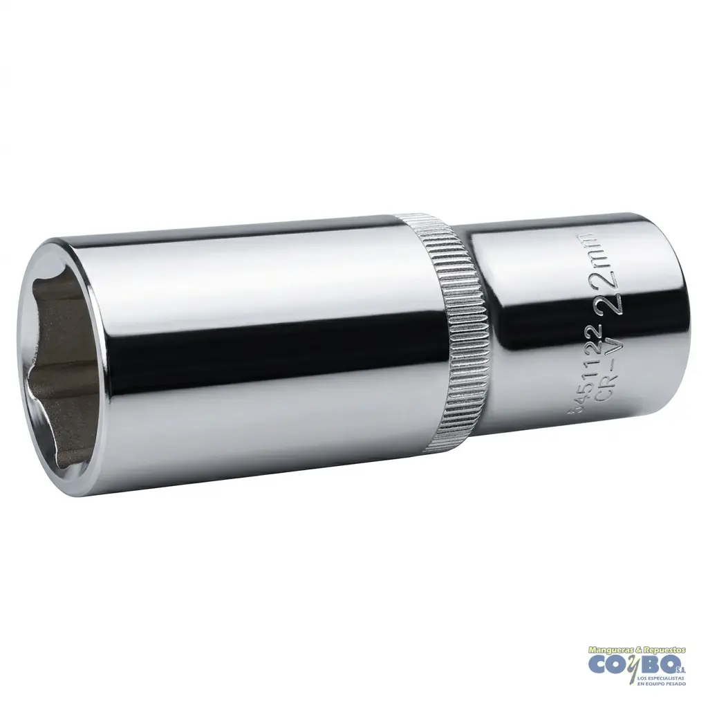 CUBO 22MM ESP 1/2 LARGO CROMADO 6PTOS - Imagen 1