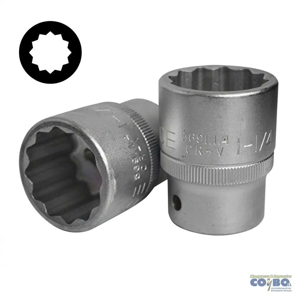 CUBO 1-1/4 ESP 3/4 CORTO CROMADO 12PTOS - Imagen 1