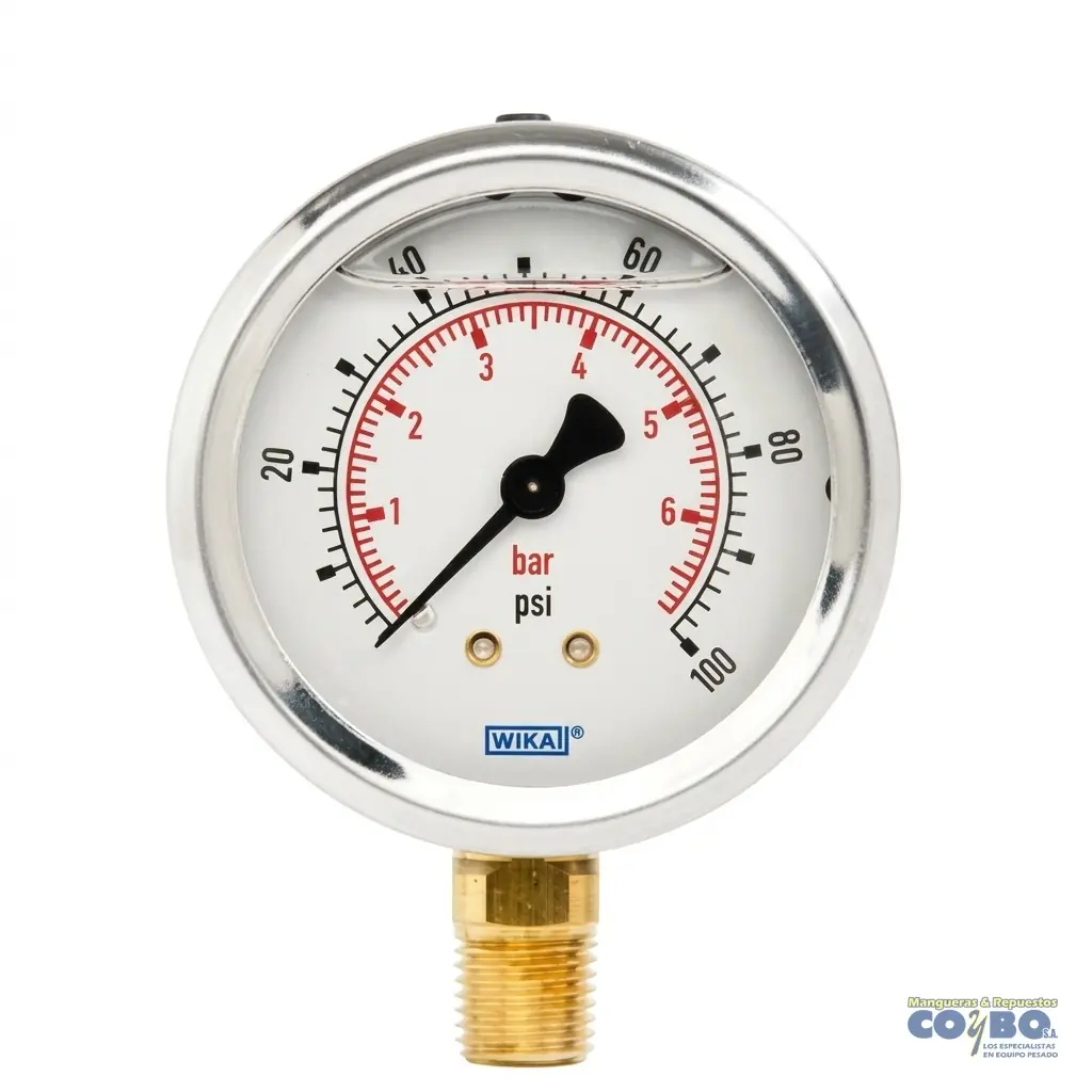 MANOMETRO C/ GLICER 0-100PSI 21/2" - Imagen 1