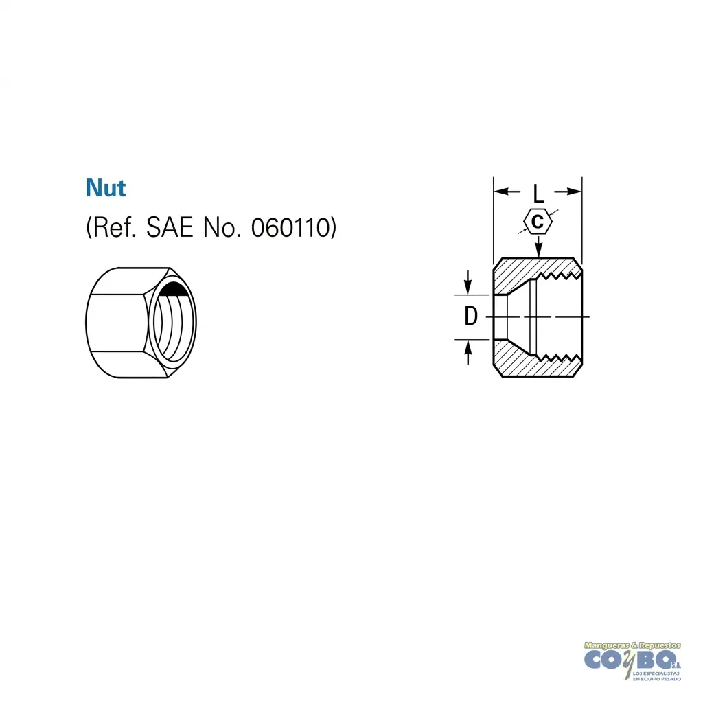 TUERCA CORTA PARA TUBO 3/16 - Miniatura 2
