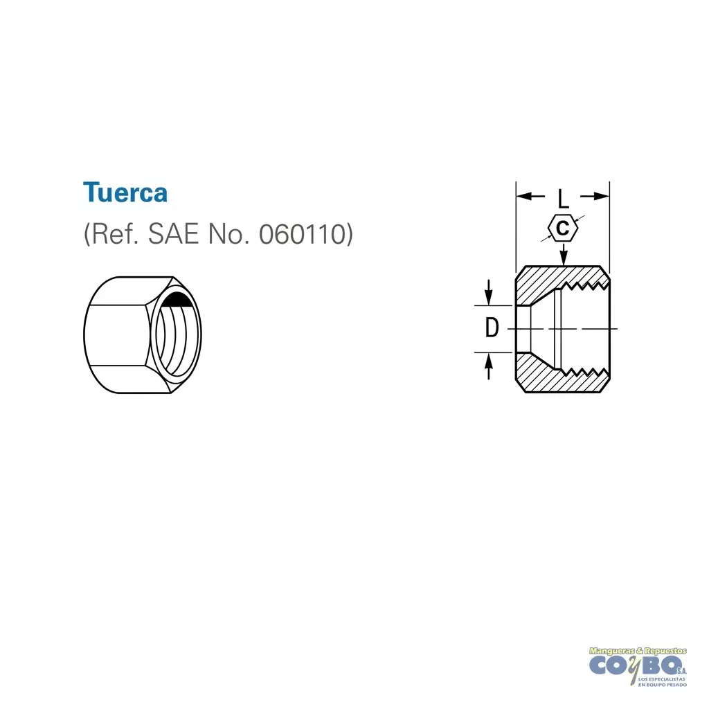 TUERCA CORTA PARA TUBO 1/4 - Miniatura 2