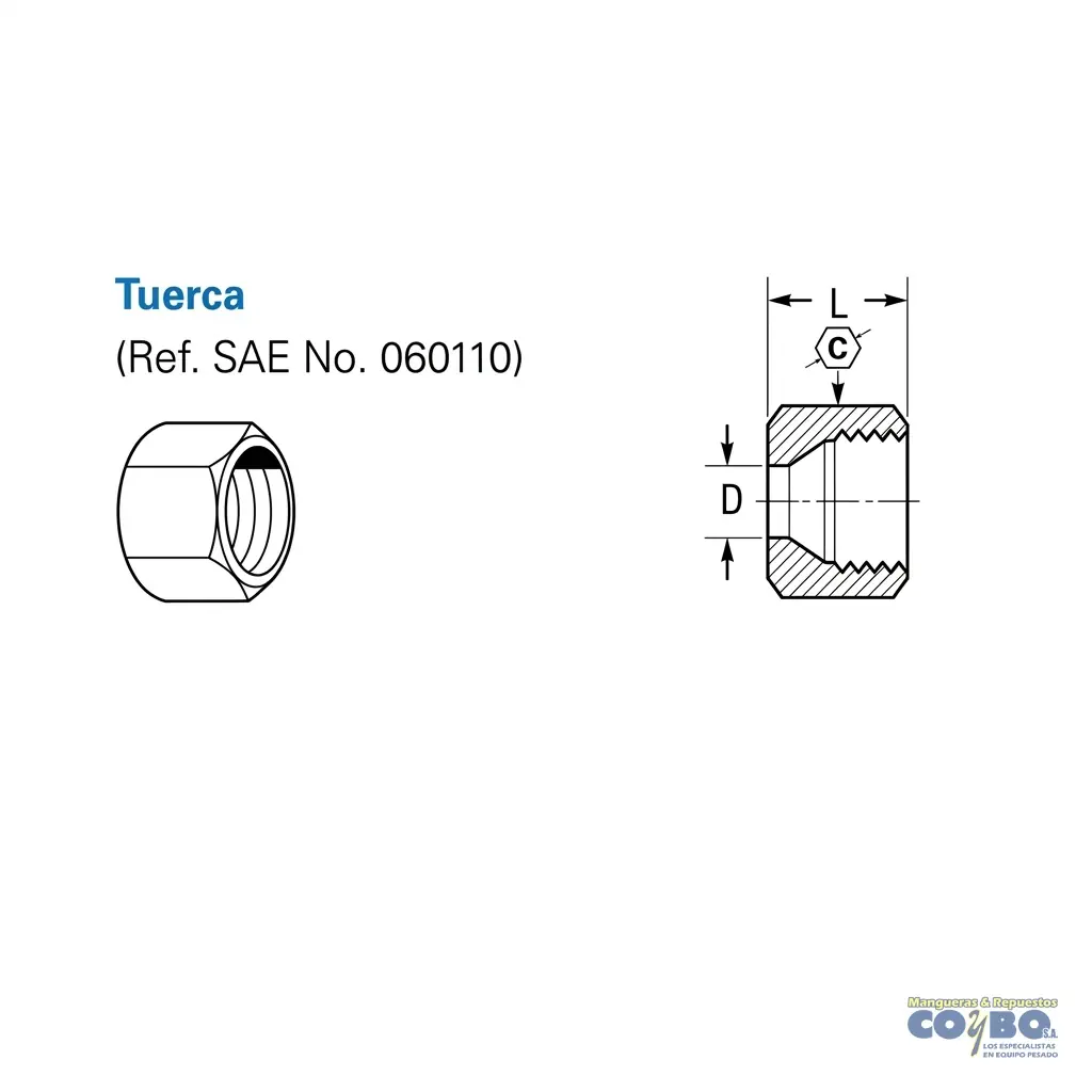 TUERCA CORTA PARA TUBO 3/8 - Miniatura 2