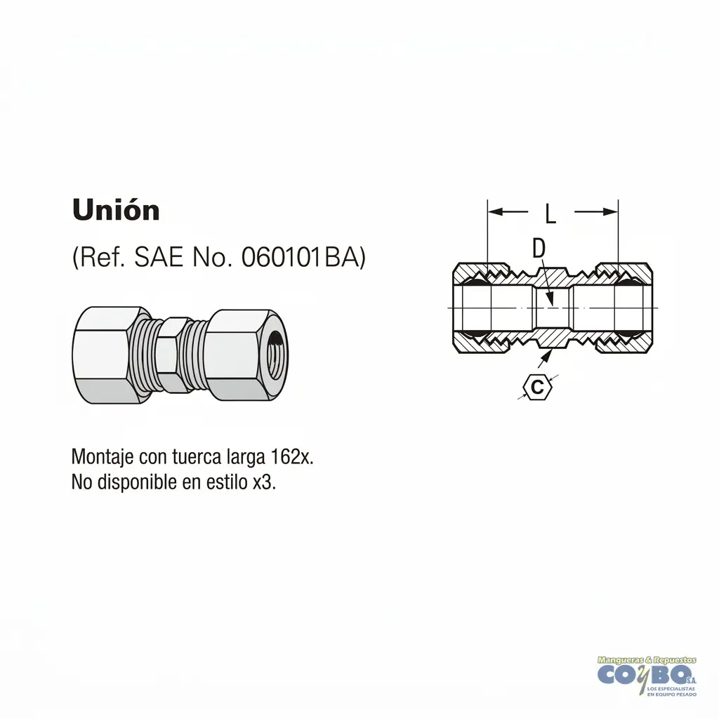 UNION 3/16 TUERCA CORTA COMPRESION - Miniatura 2
