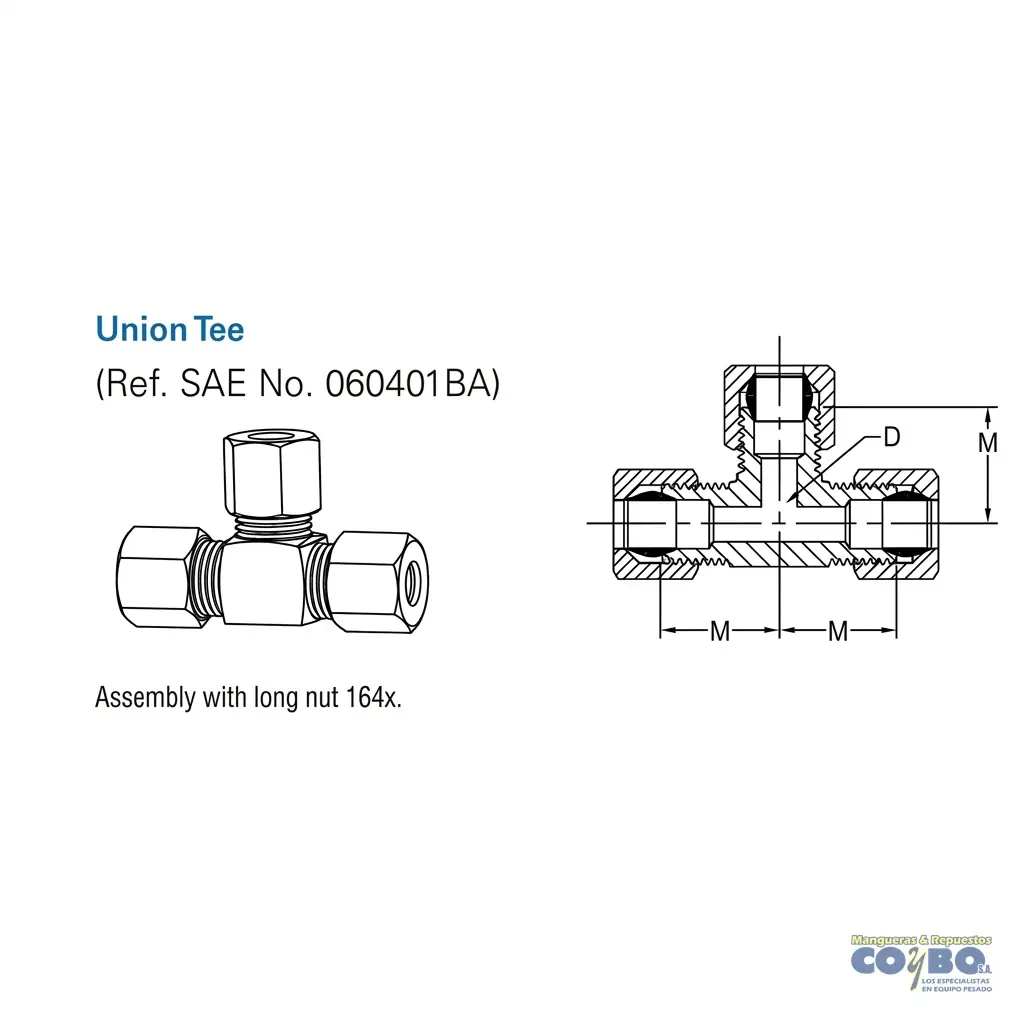 TE 1/4 TUERCA CORTA COMPRESION - Miniatura 2