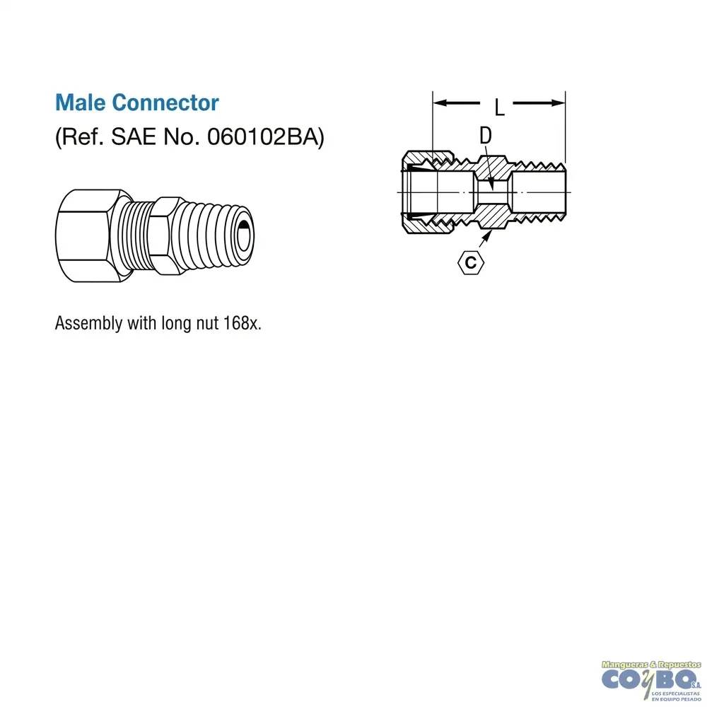 FITTING MANG 3/16 M NPT 1/8 - Miniatura 2