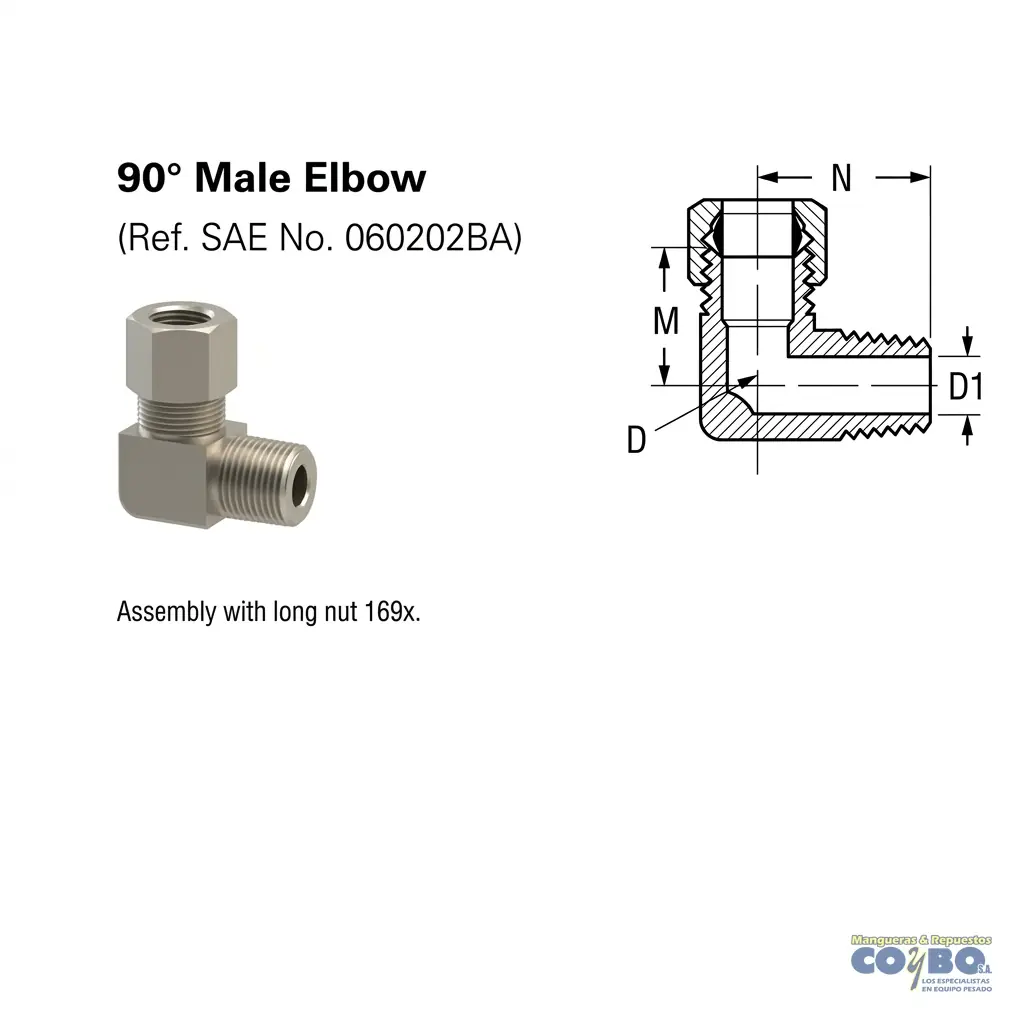 FITTING 90 MANG 5/8 M NPT 1/2 - Miniatura 2