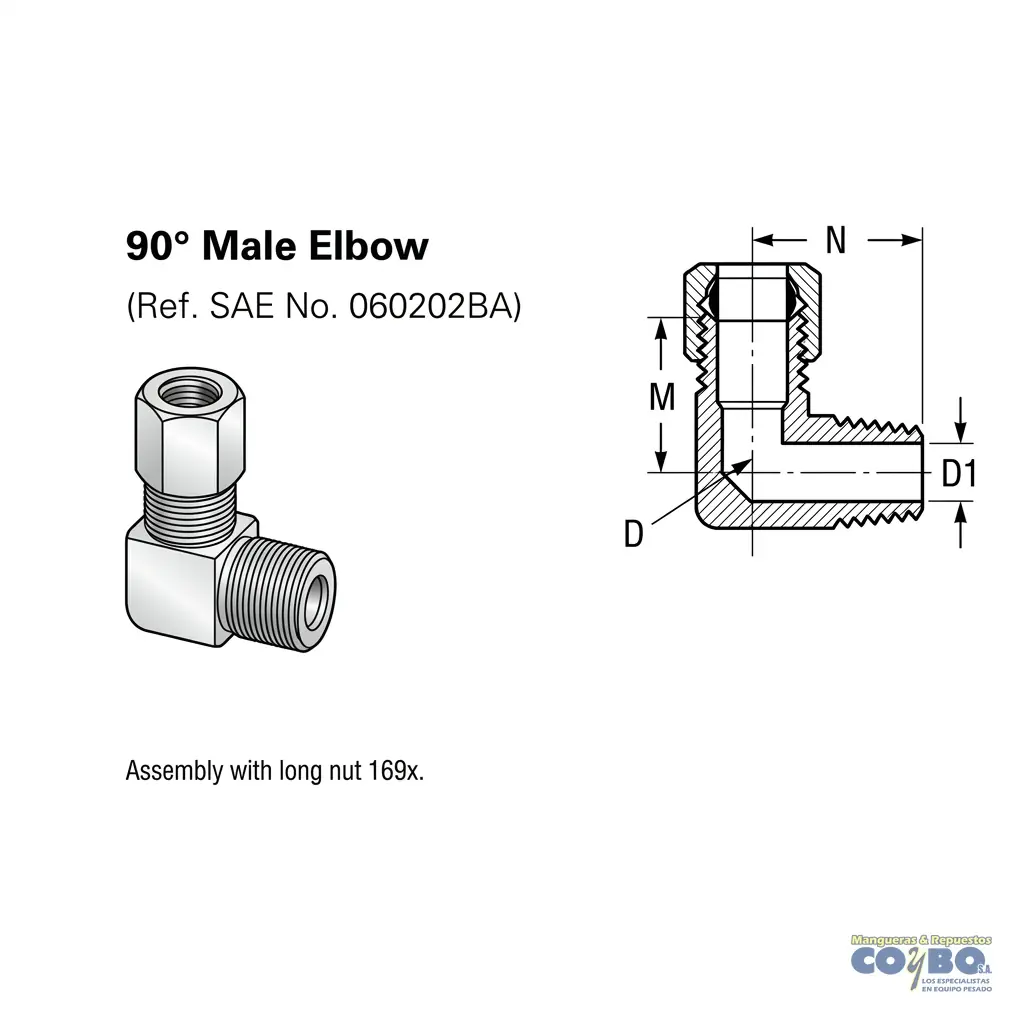 FITTING 90 MANG 3/16 M NPT 1/8 - Miniatura 2